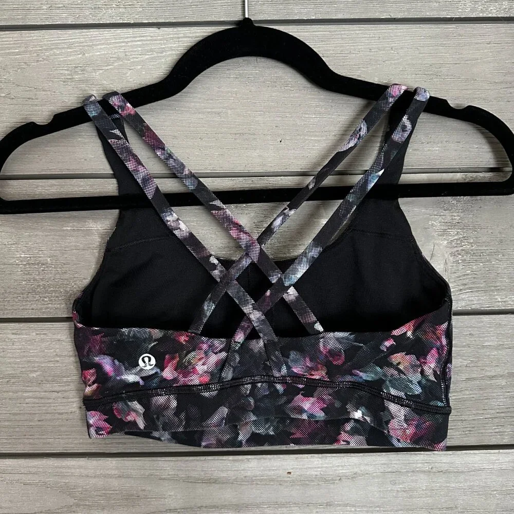 Lululemon Energy Bra Activate Pink Black Floral Multi Size 6